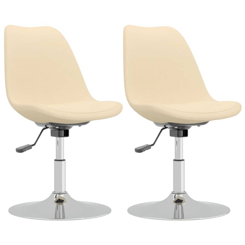 Foto van The living store eetkamerstoelen - crème - stof - 49x45x(81-93)cm - draaibaar