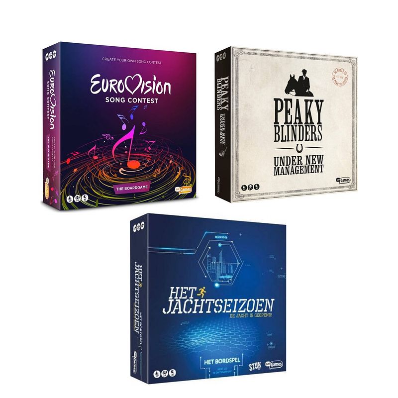 Foto van Spellenset - 3 stuks - eurovisie songfestival spel & peaky blinders & het jachtseizoen