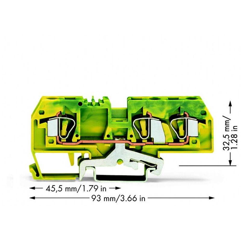 Foto van Wago 282-687/999-950 aardingsklem 8 mm spanveer toewijzing: terre groen, geel 25 stuk(s)