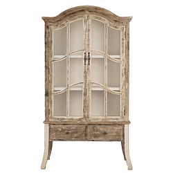 Foto van Clayre & eef vitrinekast 109x41x198 cm bruin beige hout boekenkast bruin boekenkast