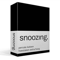 Foto van Snoozing - hoeslaken - percale katoen - extra hoog - 180x220 - zwart