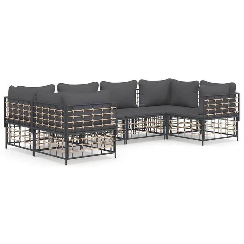 Foto van Vidaxl 6-delige loungeset met kussens poly rattan antracietkleurig