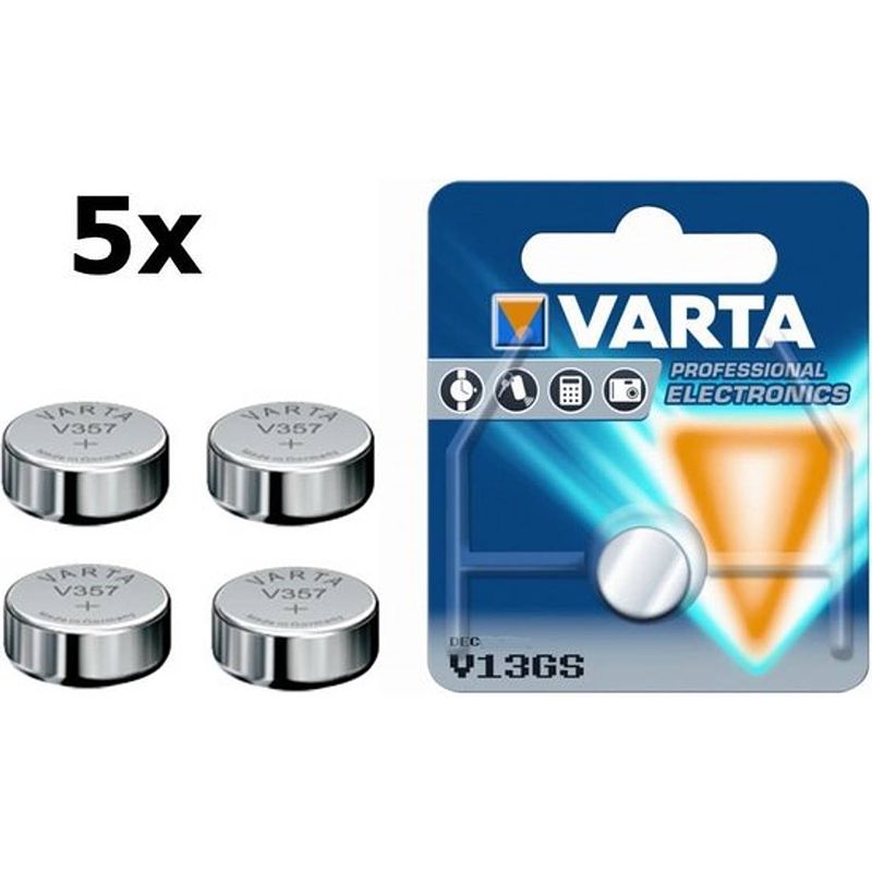 Foto van 5 stuks - varta v357 145mah 1.55v knoopcel batterij