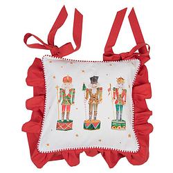 Foto van Haes deco - kerst kussenhoes 40x40 cm - wit - collectie: happy little christmas - sierkussen, kussenhoes