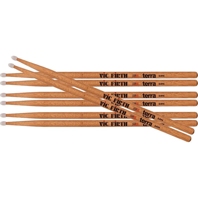 Foto van Vic firth american classic terra 5a nylon value pack drumstokken (4 paar)