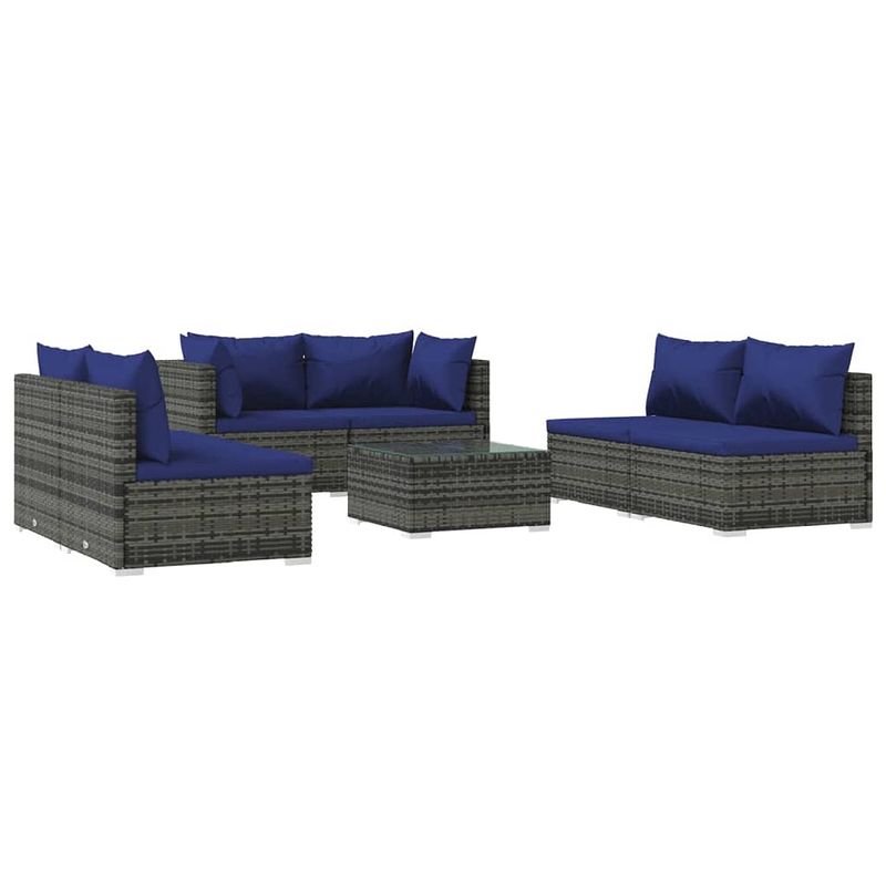 Foto van Vidaxl 7-delige loungeset met kussens poly rattan grijs