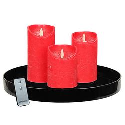 Foto van Zwart kunststof dienblad inclusief led kaarsen rood - led kaarsen