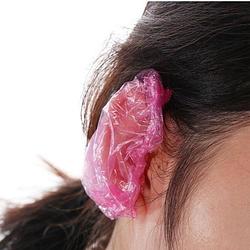 Foto van Oorschelp bescherming transparant roze 10 stuks oorkapje voor tijdens douchen hechtingen operatie haar verven