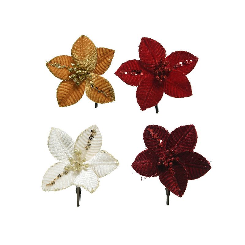 Foto van Everlands - poinsettia polyester d10h2cm a4