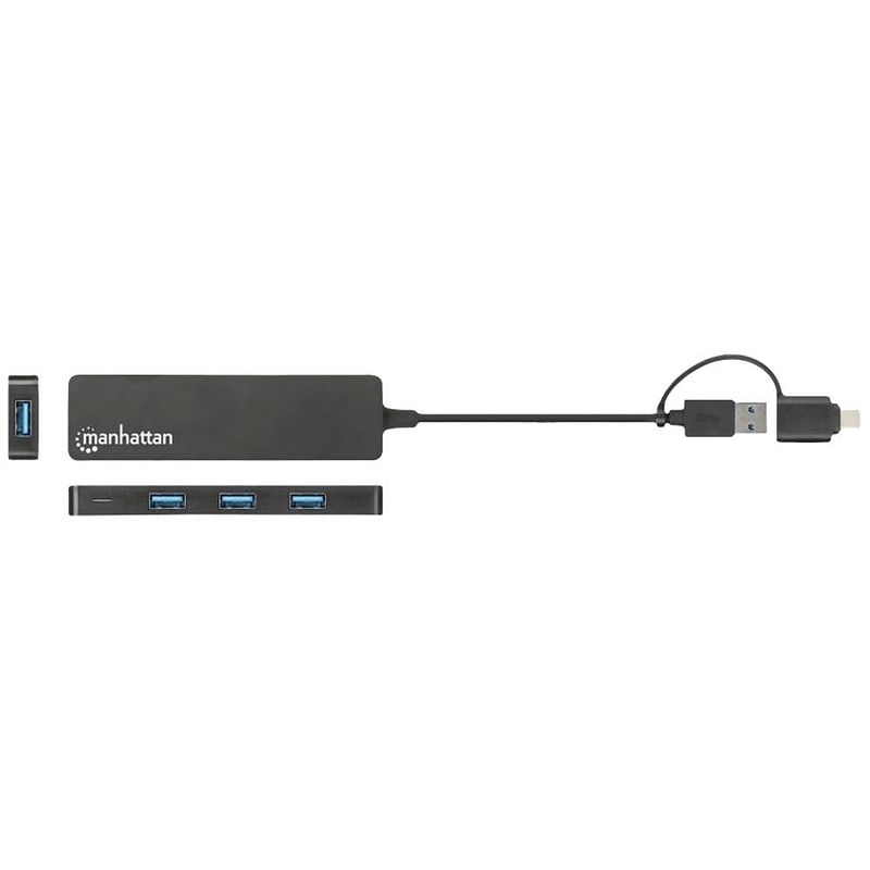 Foto van Manhattan 180863 usb 3.2 gen 1-hub 4 poorten zwart