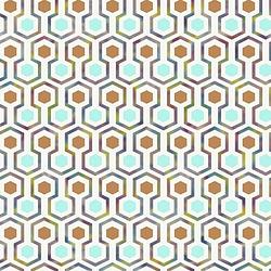 Foto van Good vibes behang hexagon pattern groen en oranje