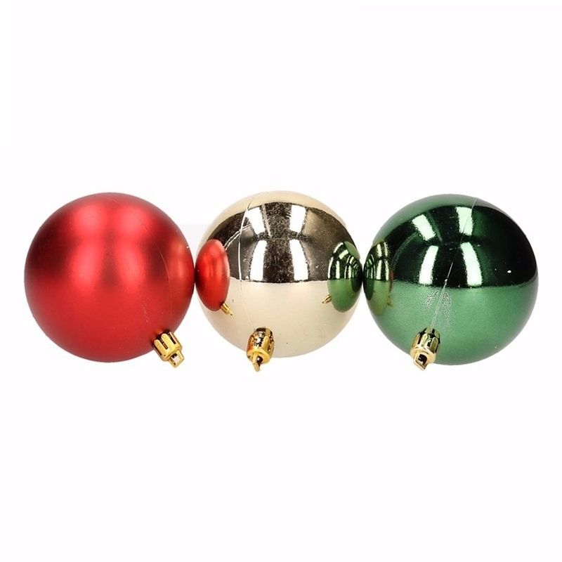 Foto van Traditional christmas 9-delige kerstballen set rood/groen - kerstbal