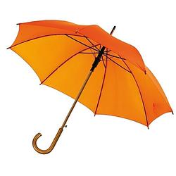 Foto van Oranje paraplu met gebogen houten handvat 103 cm - paraplu's