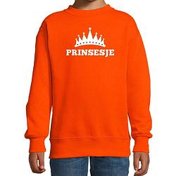 Foto van Oranje prinsesje met kroon sweater meisjes - oranje koningsdag kleding 9-11 jaar (134/146)