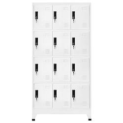 Foto van The living store lockerkast staal - 90 x 45 x 180 cm - 12 deuren - wit