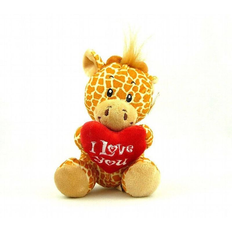 Foto van Pluche i love you giraffe knuffel bruin 14 cm speelgoed - knuffeldier