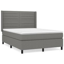 Foto van The living store boxspringbed - donkergrijs - 193x147x118/128 cm - pocketvering matras - middelharde ondersteuning -