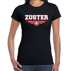 Foto van Zuster t-shirt zwart dames - beroepen shirt l - feestshirts