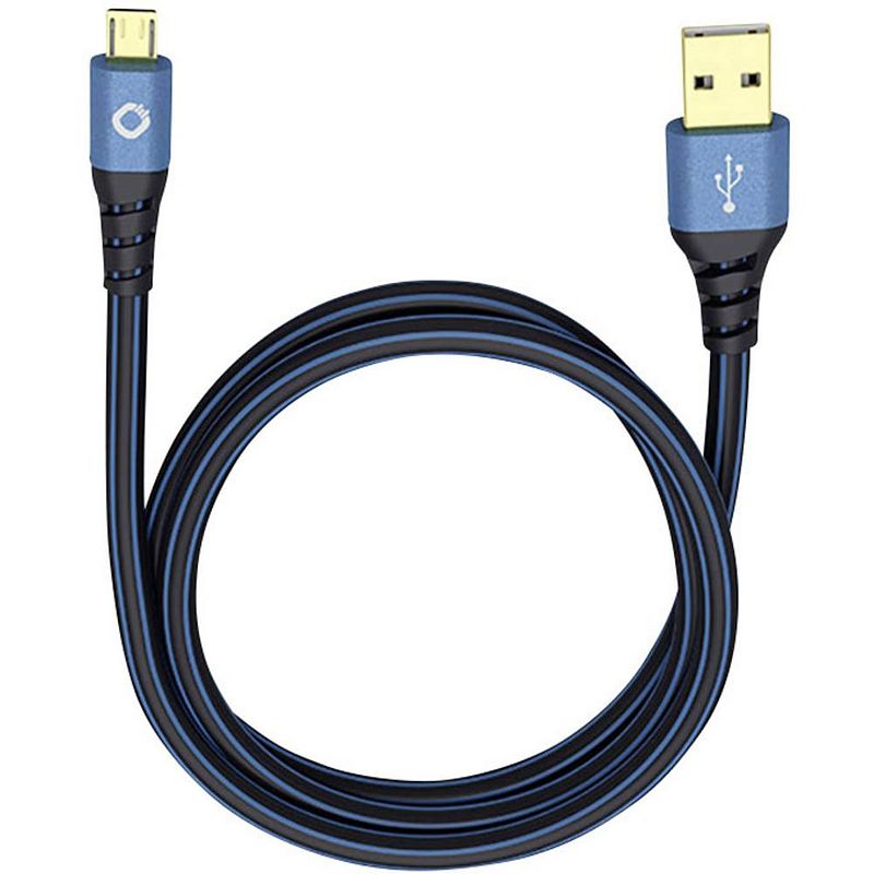 Foto van Oehlbach usb plus micro usb 2.0 [1x usb-a 2.0 stekker - 1x micro-usb 2.0 b stekker] 50.00 cm blauw vergulde steekcontacten