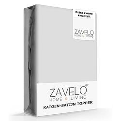 Foto van Zavelo deluxe katoen-satijn topper hoeslaken grijs-1-persoons (90x220 cm)