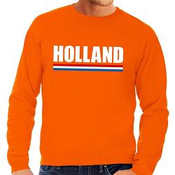 Foto van Oranje holland supporter sweater / trui heren - oranje koningsdag/ supporter kleding l