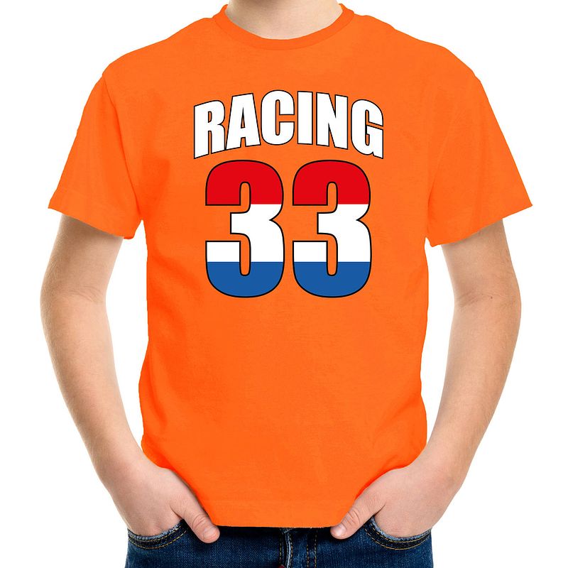 Foto van Racing 33 supporter / race fan t-shirt oranje voor kinderen 134-140 (m) - feestshirts