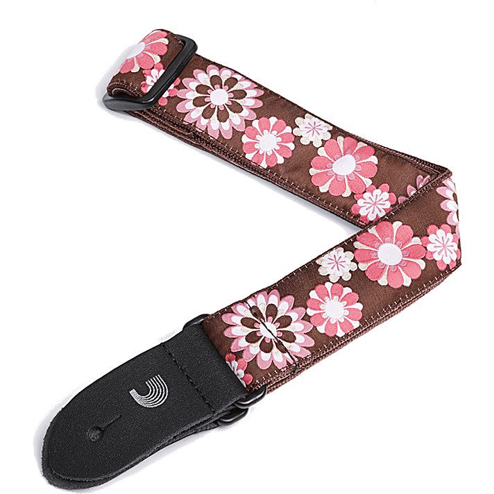 Foto van D'saddario 15uke02 nylon ukulele strap pink flowers