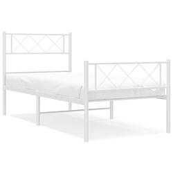 Foto van Vidaxl bedframe met hoofd- en voeteneinde metaal wit 107x203 cm