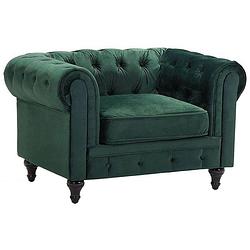 Foto van Beliani chesterfield - fauteuil-groen-fluweel