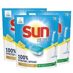 Foto van Sun - all-in-1 - vaatwastabletten - citroen - 100% oplosbaar tabletfolie - 234 vaatwastabletten - voordeelverpakking