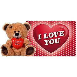 Foto van Pluche knuffel valentijn i love you beertje 20 cm met hartjes wenskaart - knuffelberen