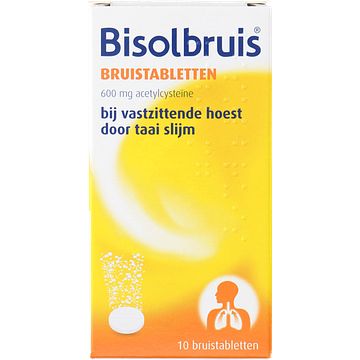 Foto van Bisolvon bisolbruis bruistabletten bij vastzittende hoest 600 mg, 10 stuks bij jumbo