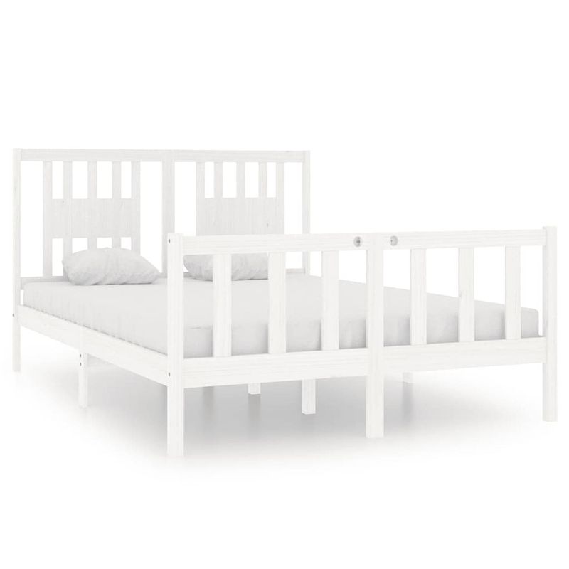 Foto van The living store bed frame - klassiek hout - 195.5 x 146 x 100 cm - wit