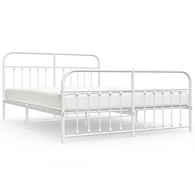 Foto van Vidaxl bedframe met hoofd- en voeteneinde metaal wit 160x200 cm