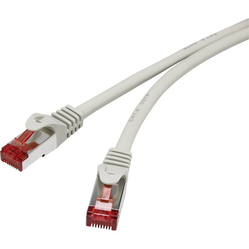 Foto van Renkforce rf-4724262 rj45 netwerkkabel, patchkabel cat 6 s/ftp 20.00 m grijs snagless, vergulde steekcontacten, vlambestendig 1 stuk(s)