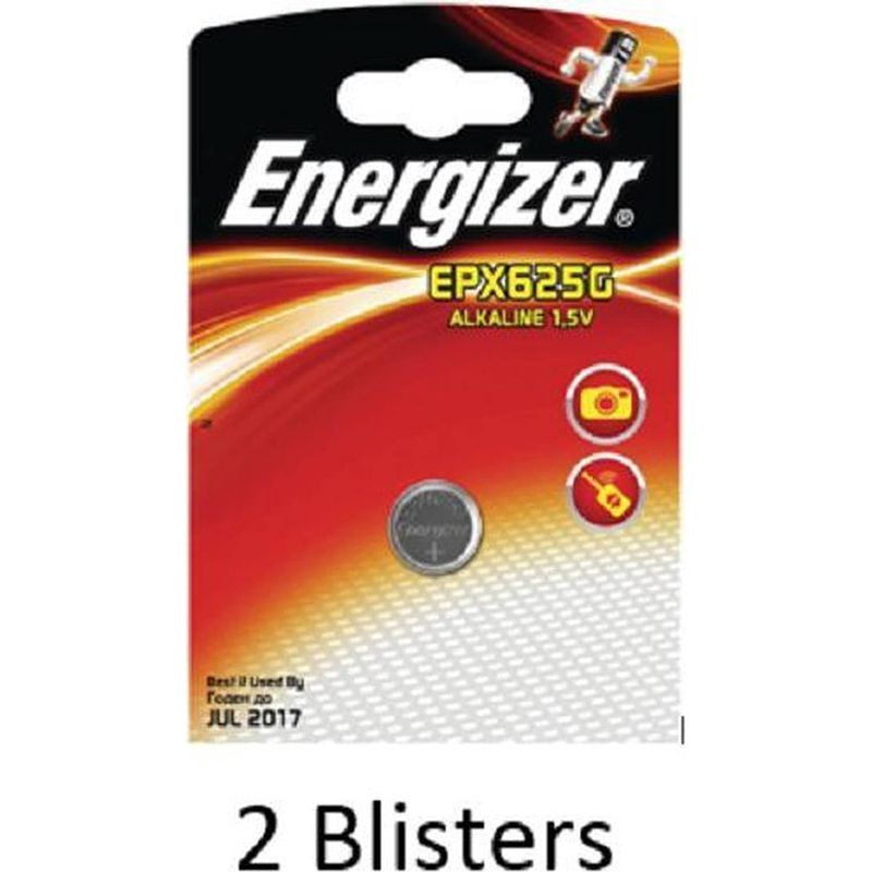 Foto van 2 stuks (2 blisters a 1 stuk) energizer alkaline knoopcel 625a 1.5v epx625g