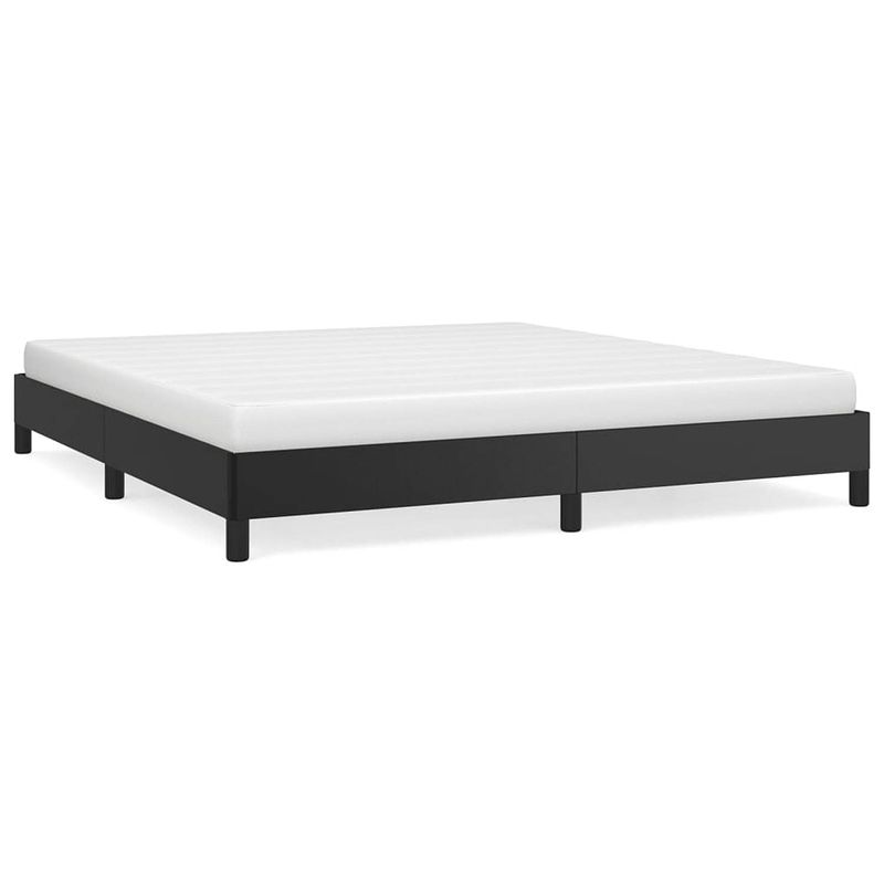 Foto van The living store bedframe - kunstleer - multiplex lattenbodem - zwart - 203x183x25 cm