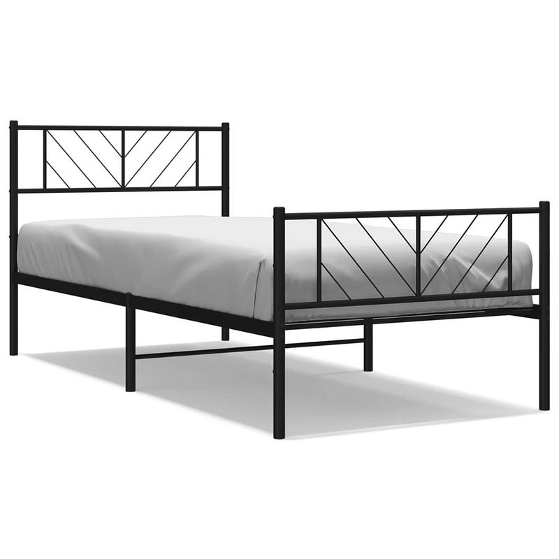 Foto van Vidaxl bedframe met hoofd- en voeteneinde metaal zwart 100x200 cm