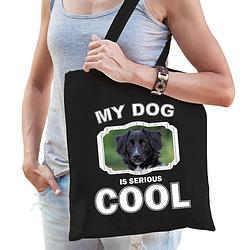 Foto van Katoenen tasje my dog is serious cool zwart - friese stabij honden cadeau tas - feest boodschappentassen