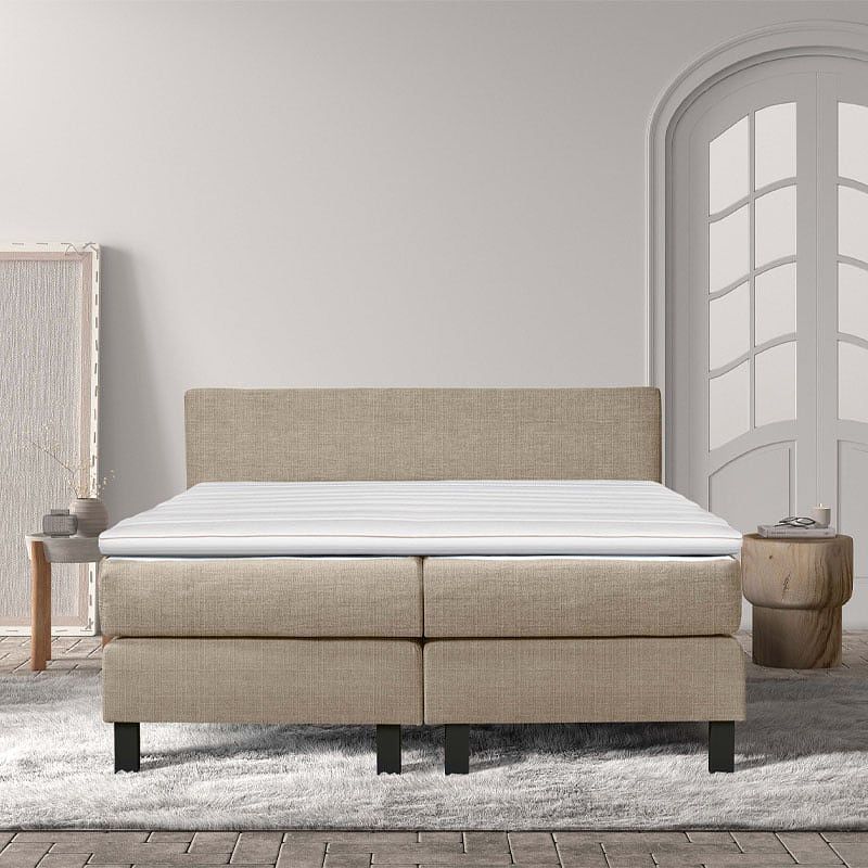 Foto van 2-persoons boxspring cloud chill - deluxe - beige 180x210 cm - pocketvering - inclusief topper - dekbed-discounter.nl