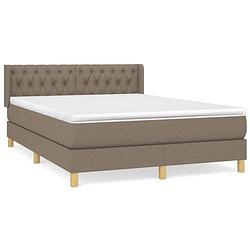 Foto van Vidaxl boxspring met matras stof taupe 140x190 cm