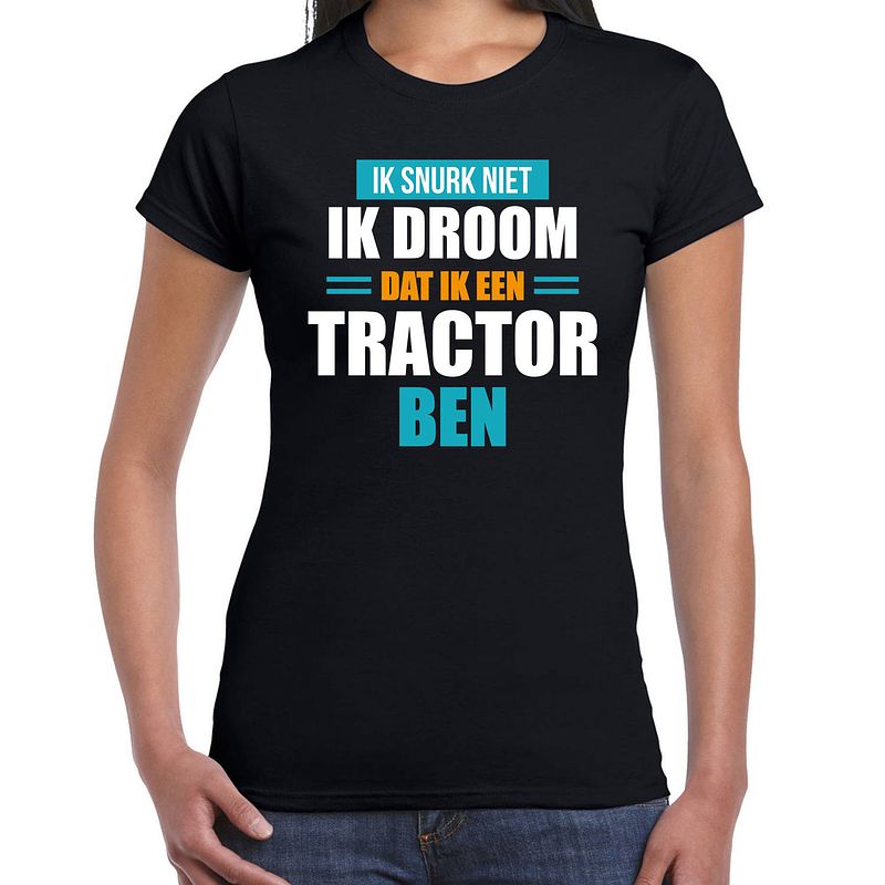 Foto van Droom dat ik een tractor ben t-shirt zwart dames xl - feestshirts