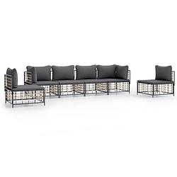 Foto van Vidaxl 6-delige loungeset met kussens poly rattan antracietkleurig