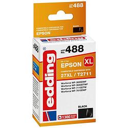 Foto van Edding cartridge vervangt epson 27xl / t2711 compatibel single zwart edd-488 18-488