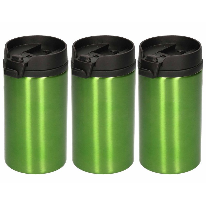 Foto van 5x isoleerbekers rvs metallic groen 320 ml - thermosbeker