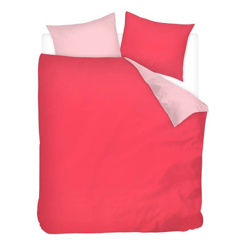 Foto van Snoozing two tone dekbedovertrek - lits-jumeaux (240x200/220 cm + 2 slopen) - katoen - fuchsia/roze