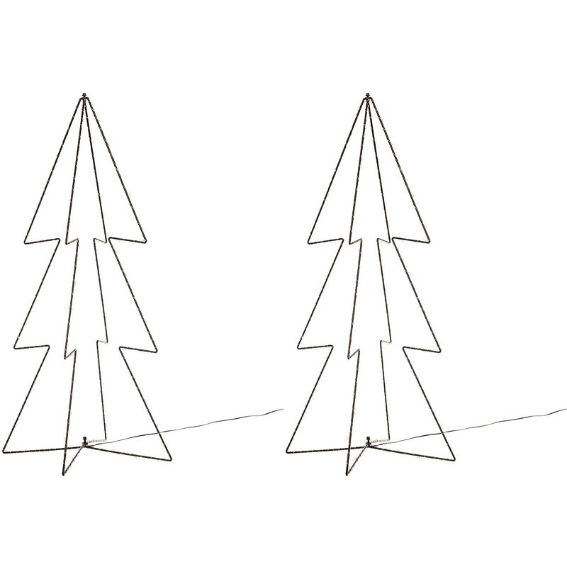 Foto van 2x stuks verlichte figuren 3d kerstbomen / lichtbomen 91 cm voor buiten - kerstverlichting figuur