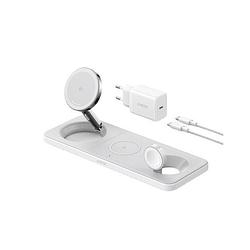 Foto van Anker maggo magnetic wireless charger 15w 3-in-1 pad eu plug oplader wit