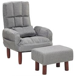 Foto van Beliani oland - fauteuil met hocker-grijs-polyester