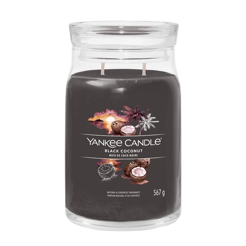 Foto van Yankee candle geurkaars large - met 2 lonten - black coconut - 16 cm / ø 9 cm